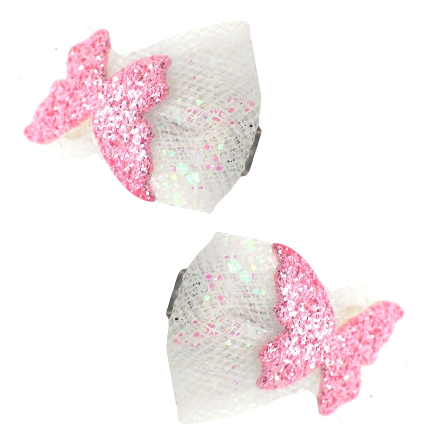 2pc Small Glitter Butterfly Bows Hair Clips 3cm Back to School small Hair Accessories mini hair clips for Girls & Women Hair Accessories for Girls Hair Clip for Girls